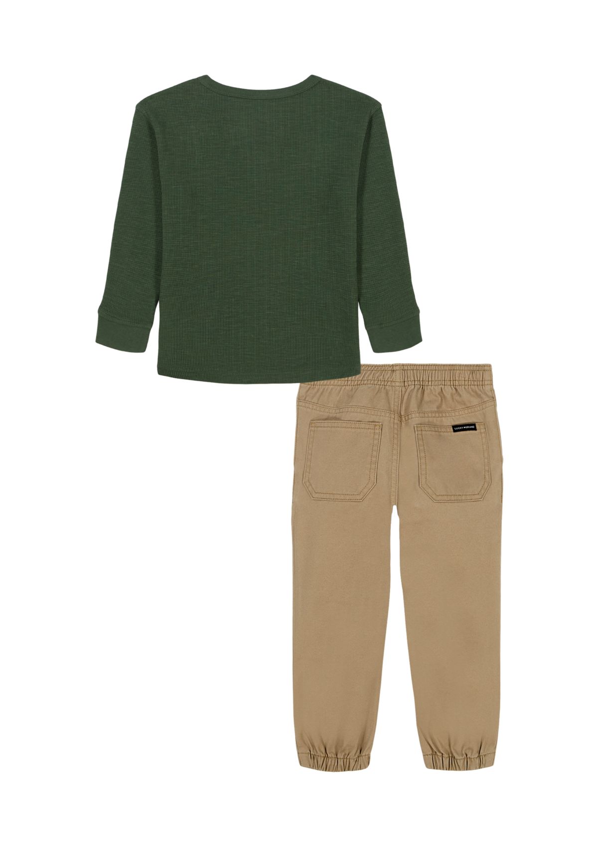 Boys 4-7 Long Sleeve Thermal Graphic T-Shirt and Pull On Twill Pants Set 