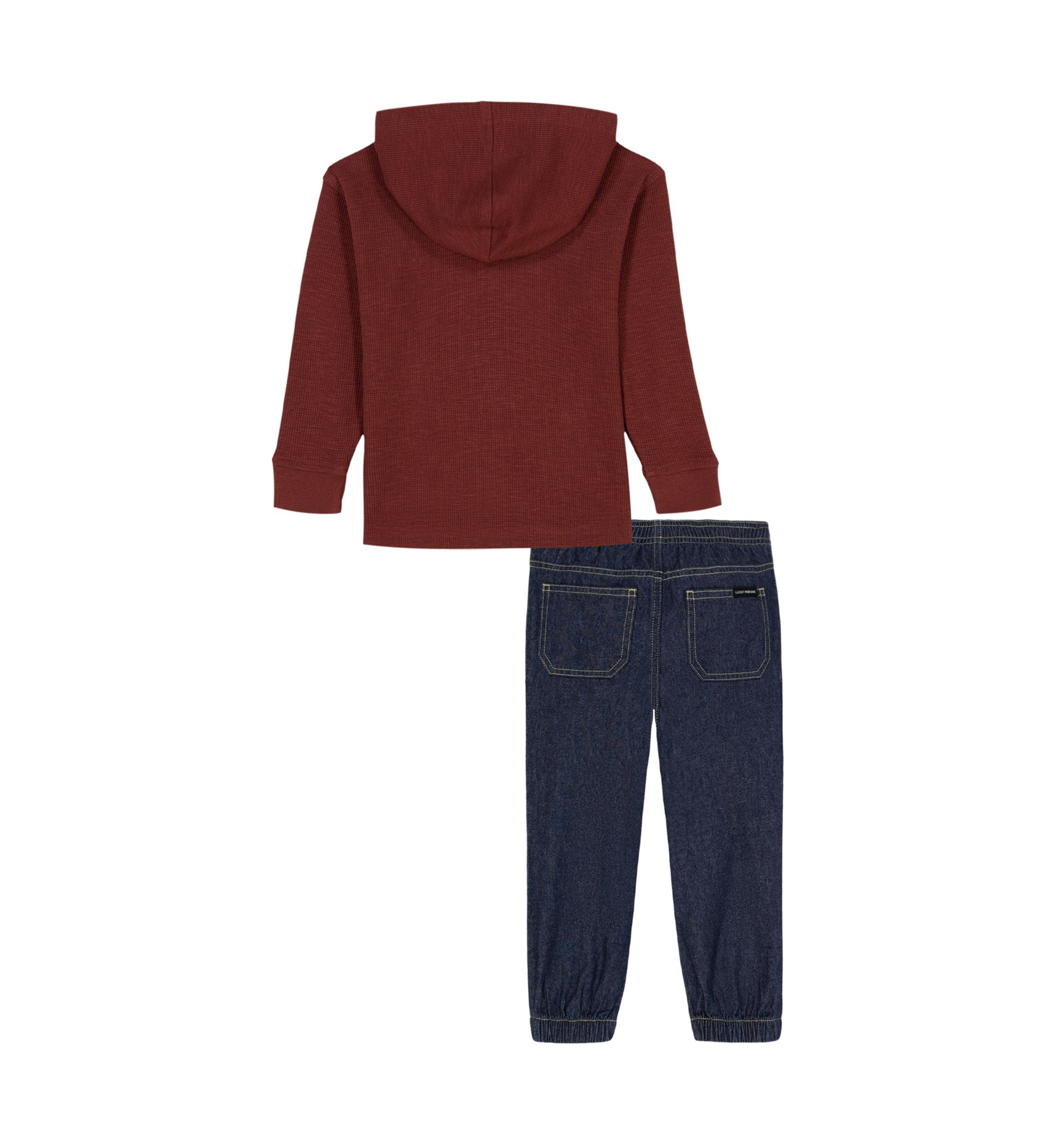 Boys 4-7 Long Sleeve Thermal Hoodie with Denim Pants Set 