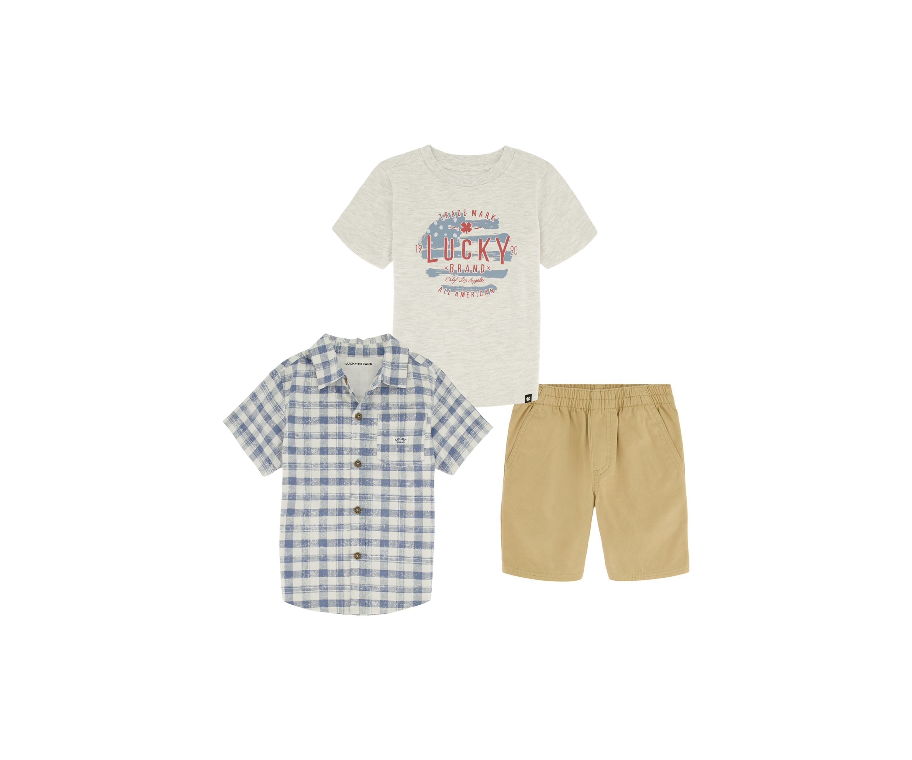 Boys 4-7 Plaid Woven Short Sleeve Shirt Set