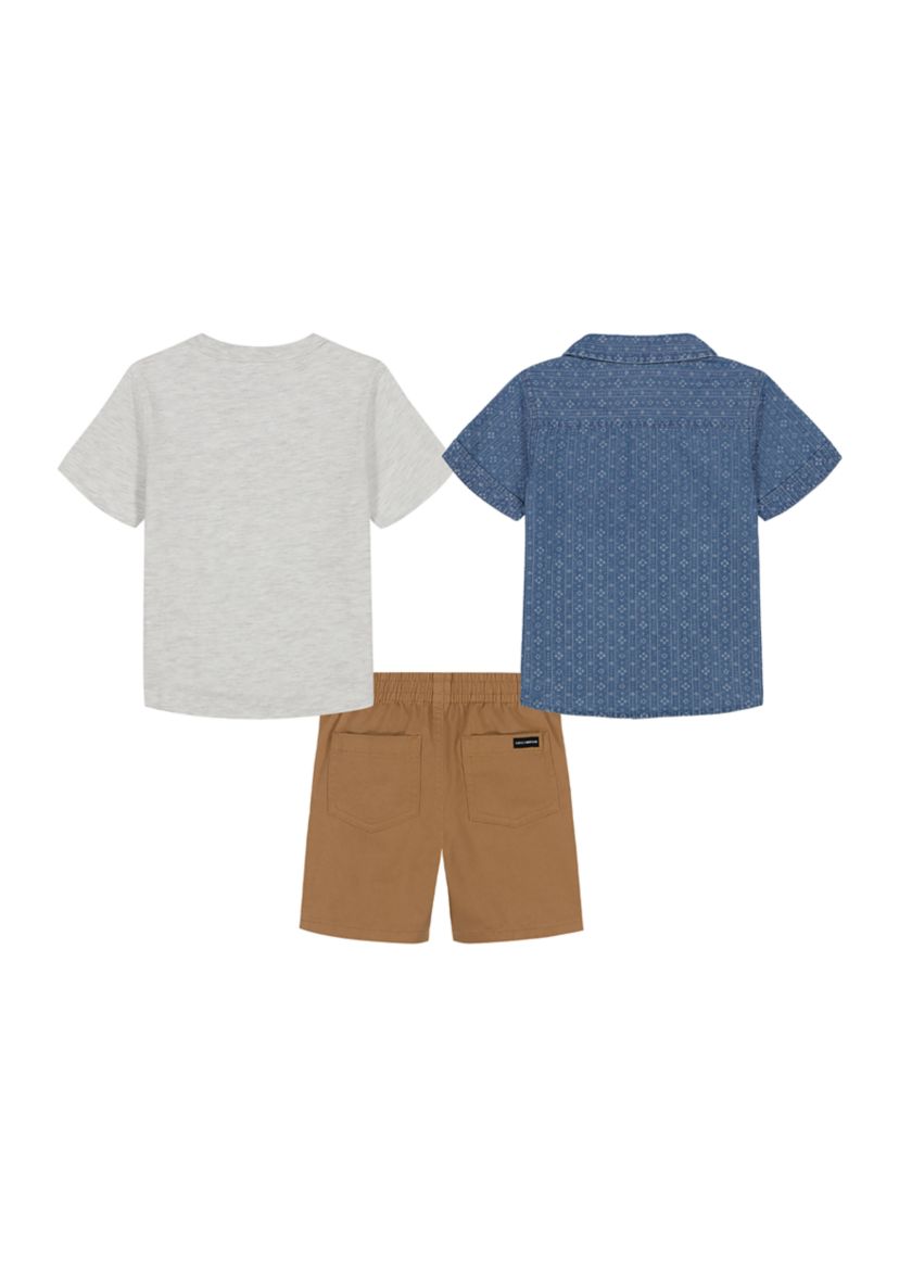 Boys 4-7 Woven Shirt and Shorts Set