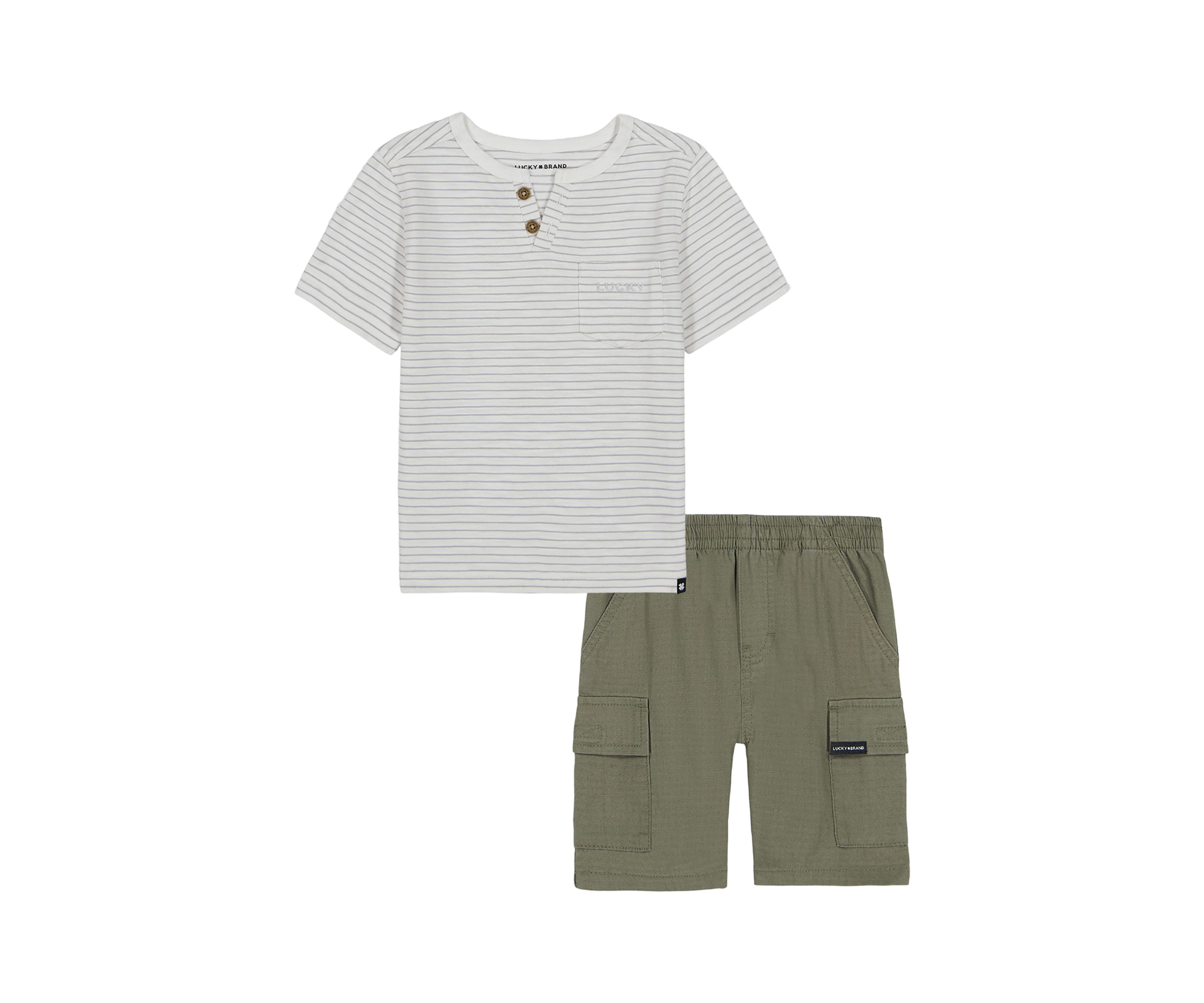 Boys 4-7 Henley Shirt and Twill Cargo Shorts