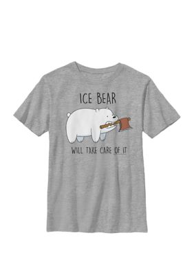 Cartoon Network Kids Bare Bears Ice Bear Take Care Of It Axe Crew Graphic T-Shirt, XL