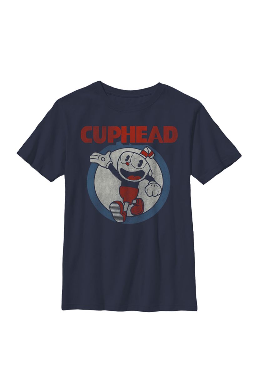 Boys 8-20 Waving Circle Portrait Vintage Crew Neck T-Shirt
