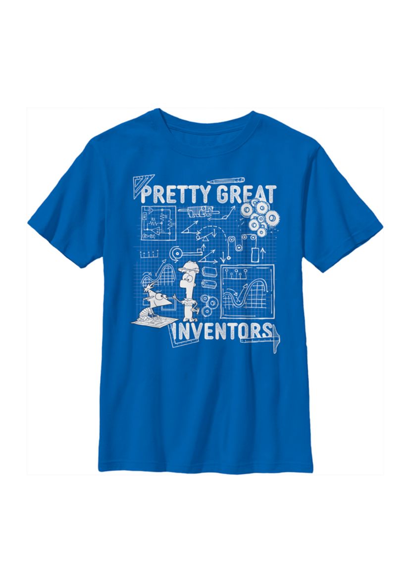Boys 4-7 Phineas and Ferb Really Great Inventors Schematics Top