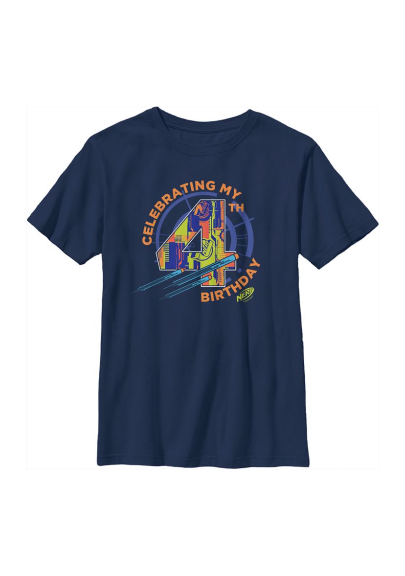 Boys 4-7  CELEBRATING MY 4TH BIRTHDAY Graphic T-Shirt