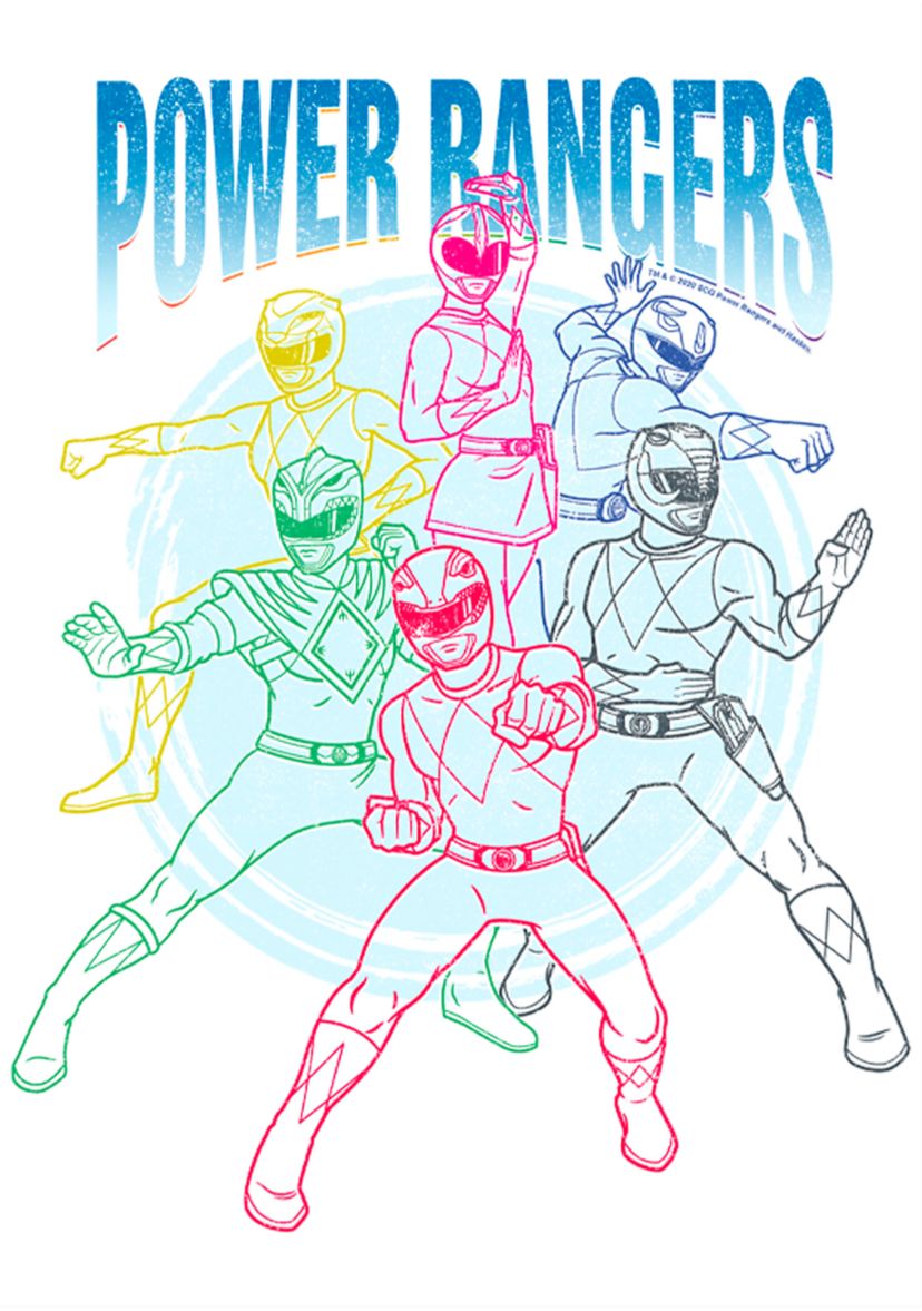 Boys 4-7  Power Ranger Line Art Graphic T-Shirt