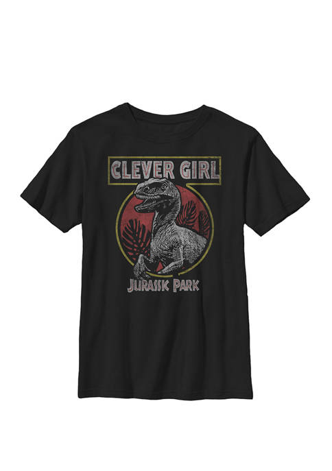 Retro Raptor Clever Girl Crew Graphic T-Shirt