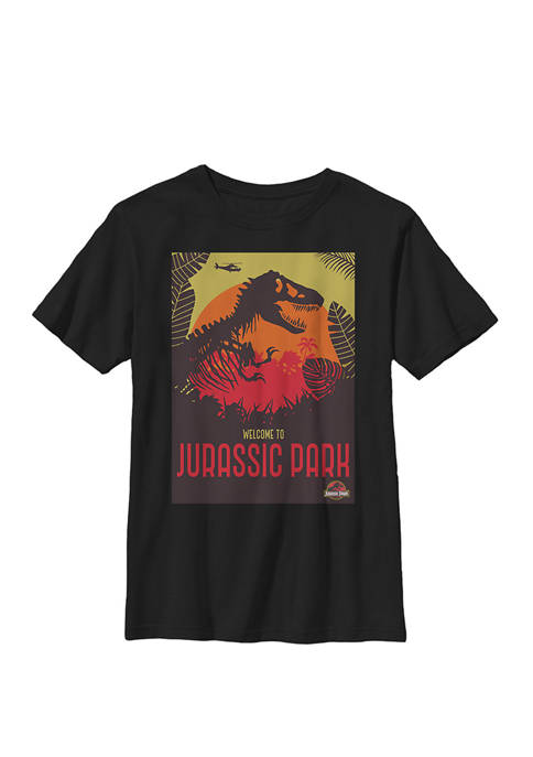 Jurassic Park Welcome T Rex Sunset Crew Graphic