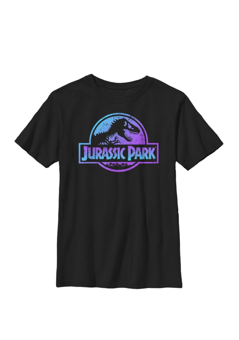  Blue and Purple Fossil Logo Crew Graphic T-Shirt