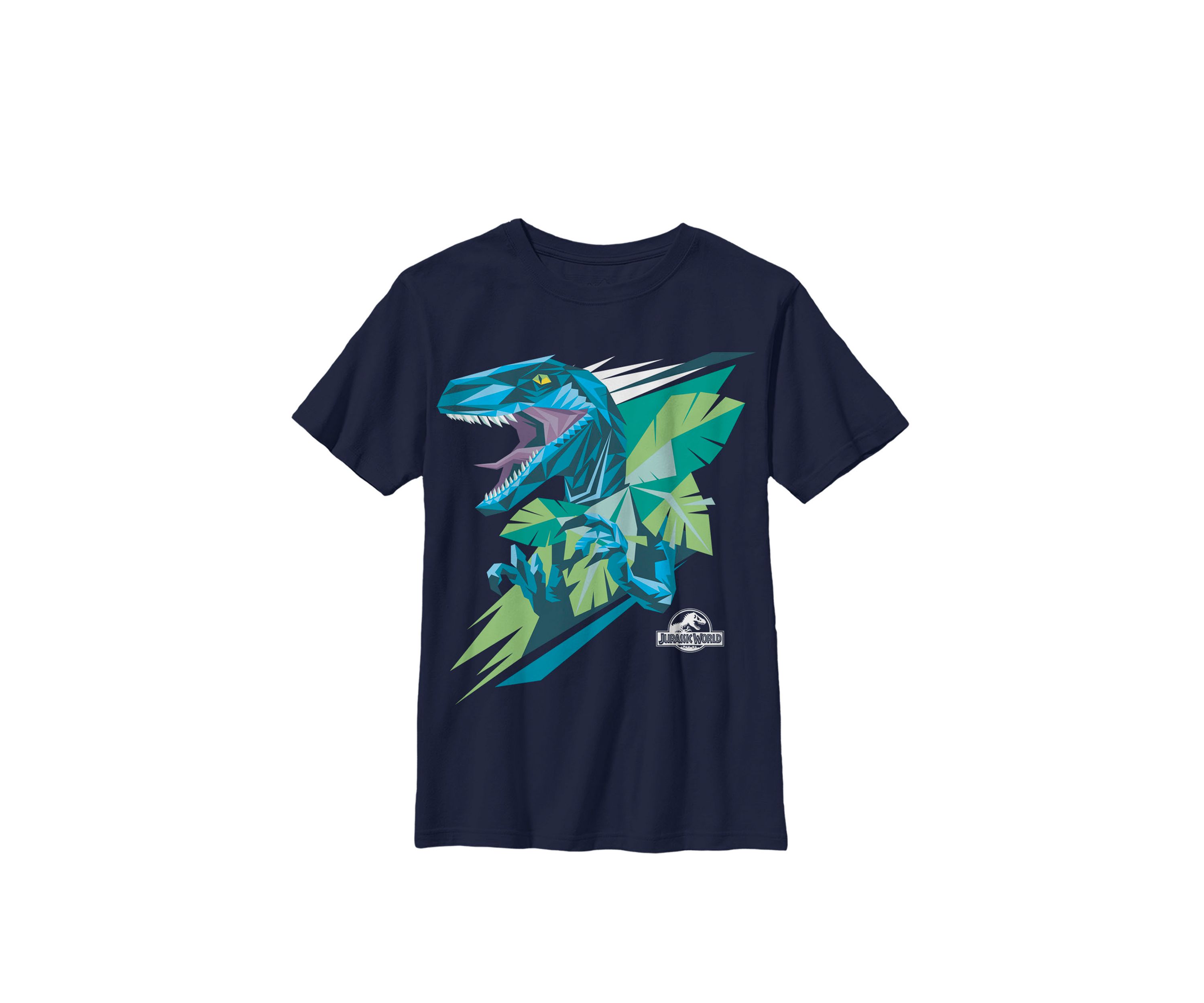 Jurassic World Blue Geometric Art Poster Crew Graphic T-Shirt