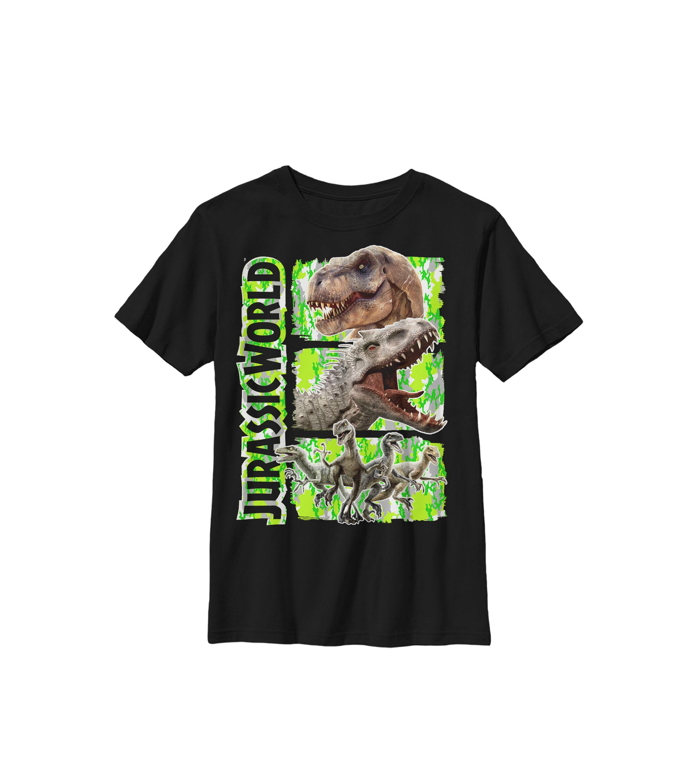  Green Camo Predator Dinosaurs Crew Graphic T-Shirt