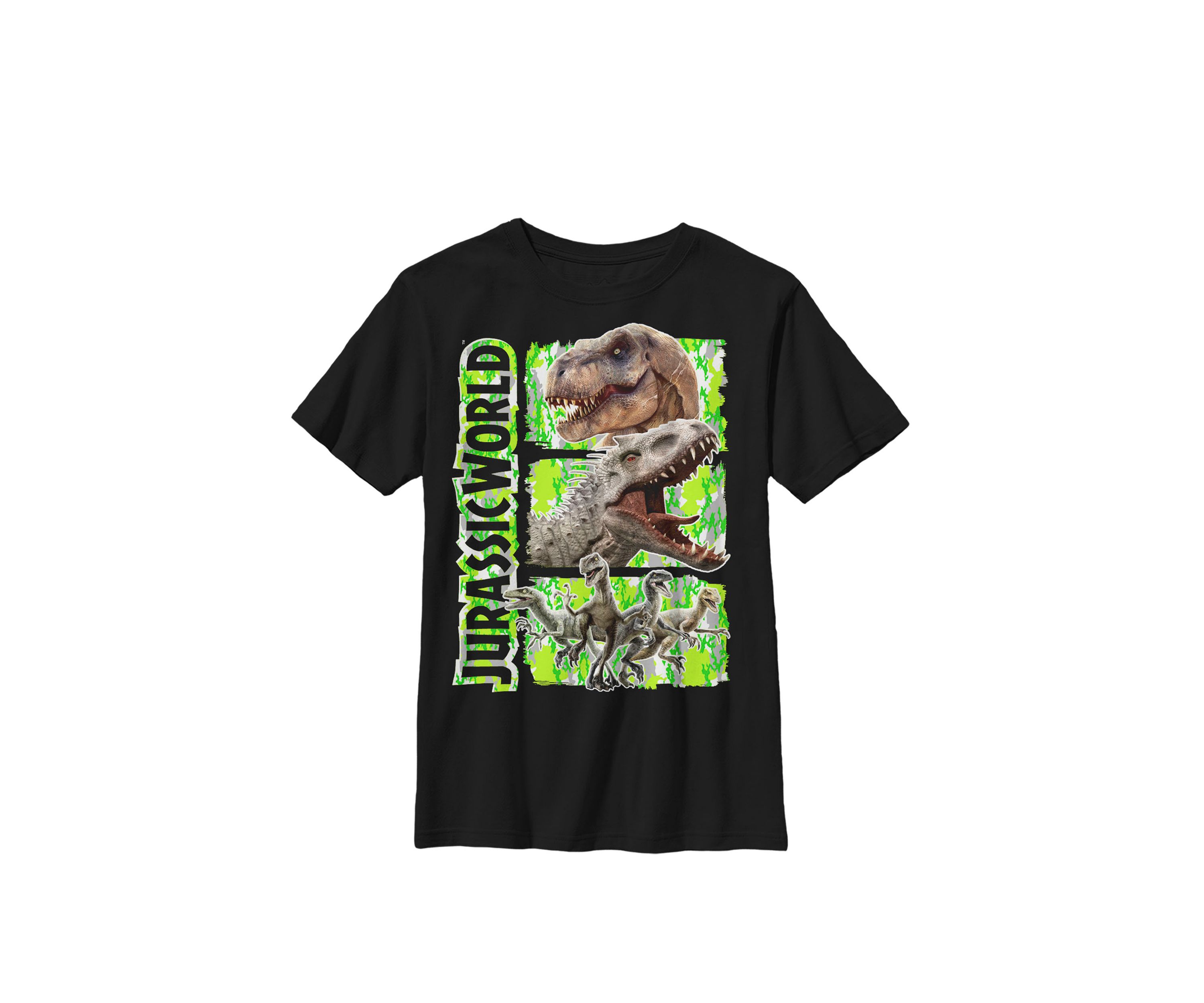  Green Camo Predator Dinosaurs Crew Graphic T-Shirt