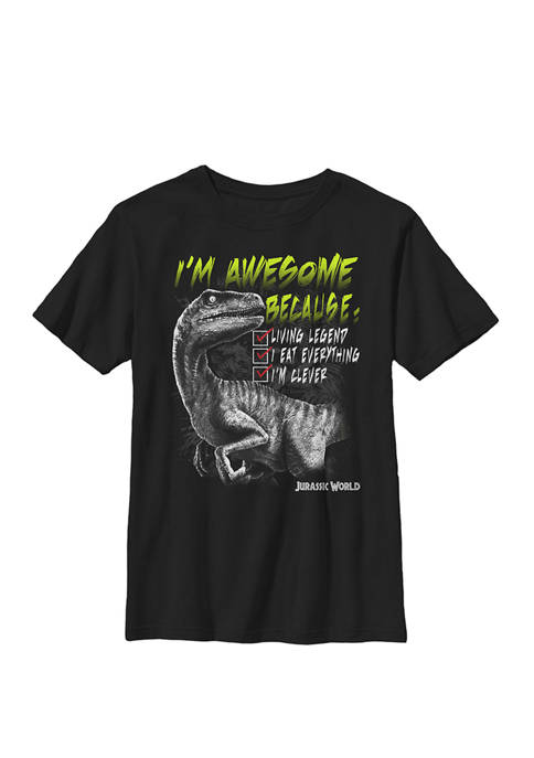 Jurassic World Awesome Raptor Checklist Crew Graphic T-Shirt