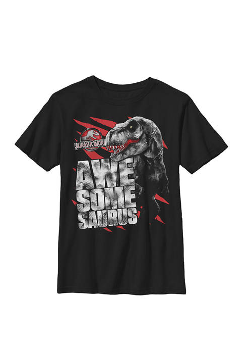 Awesomesaurus T Rex Scrapes Crew Graphic T-Shirt