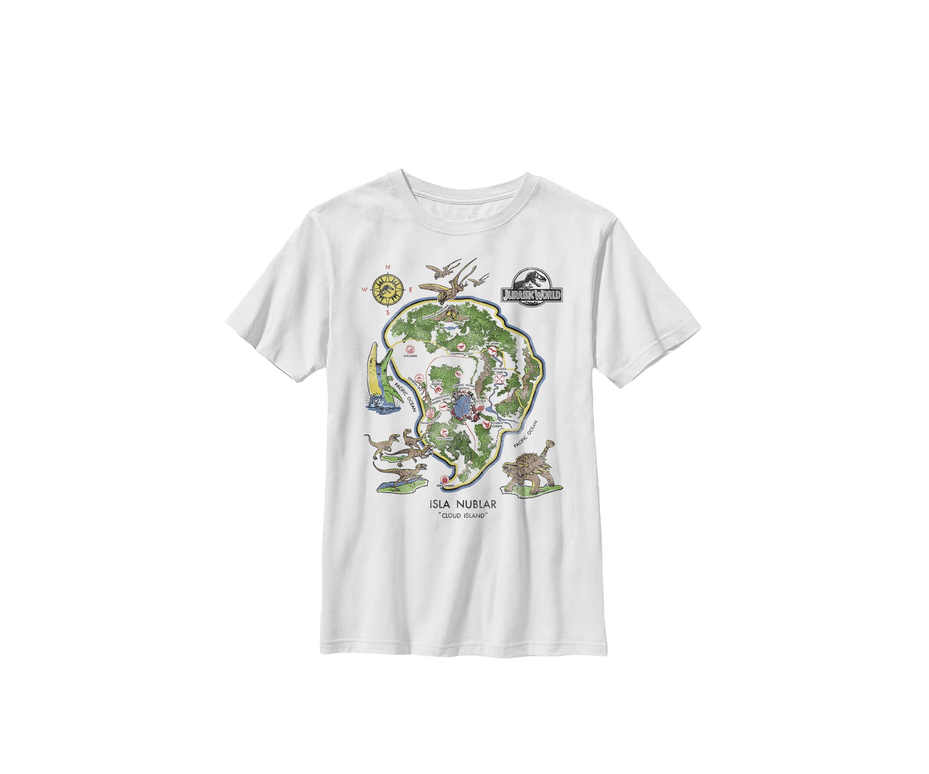 Isla Nublar Map Crew Graphic T-Shirt