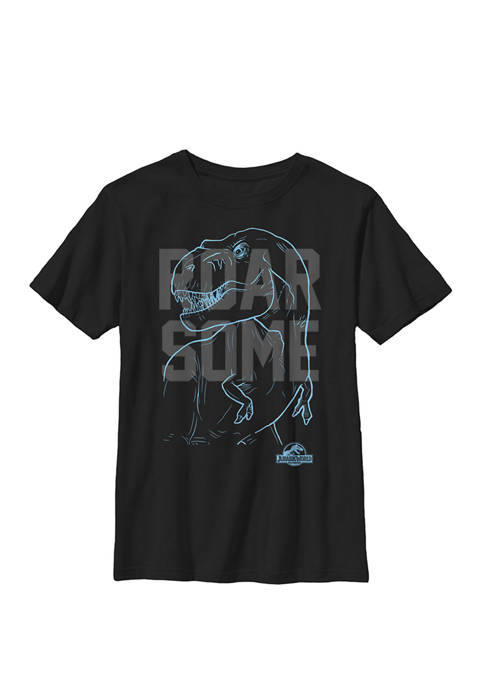 Roarsome Blue T Rex Outline Crew Graphic T-Shirt