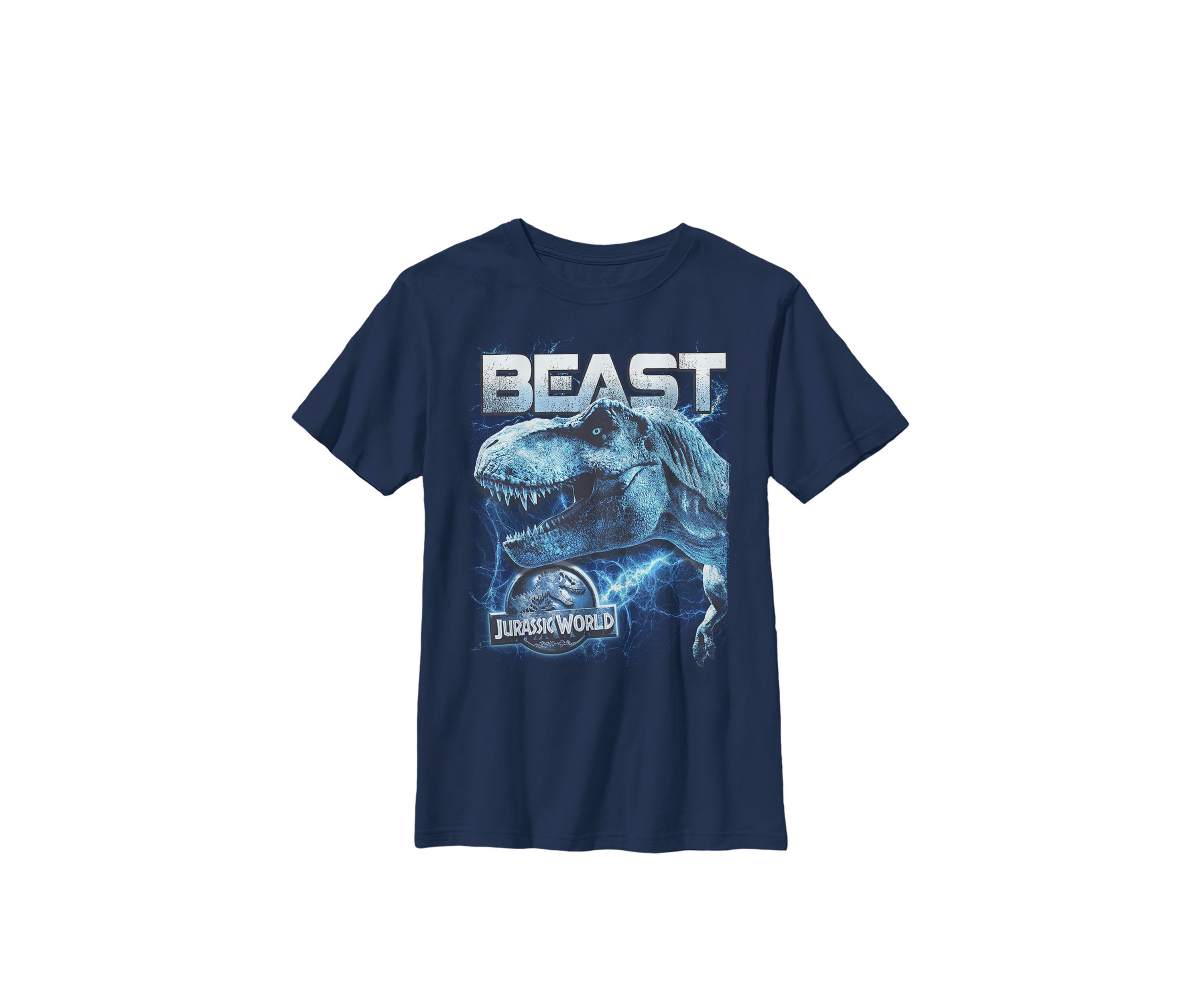  Blue T Rex Beast Storm Crew Graphic T-Shirt