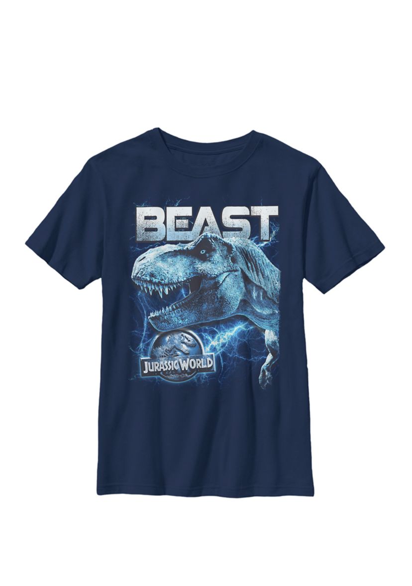  Blue T Rex Beast Storm Crew Graphic T-Shirt