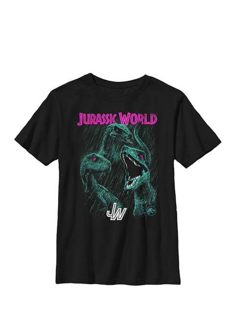 Two Raptors Neon Glow Squad Crew Graphic T-Shirt