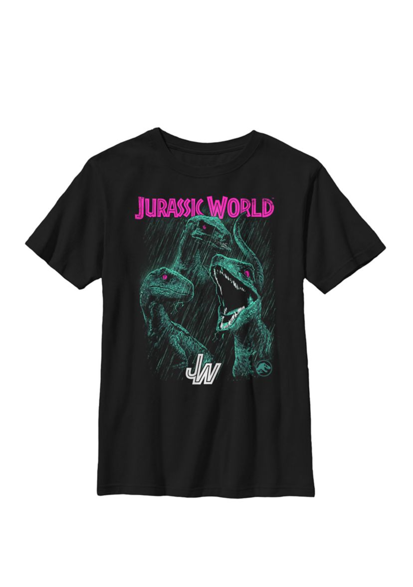 Two Raptors Neon Glow Squad Crew Graphic T-Shirt