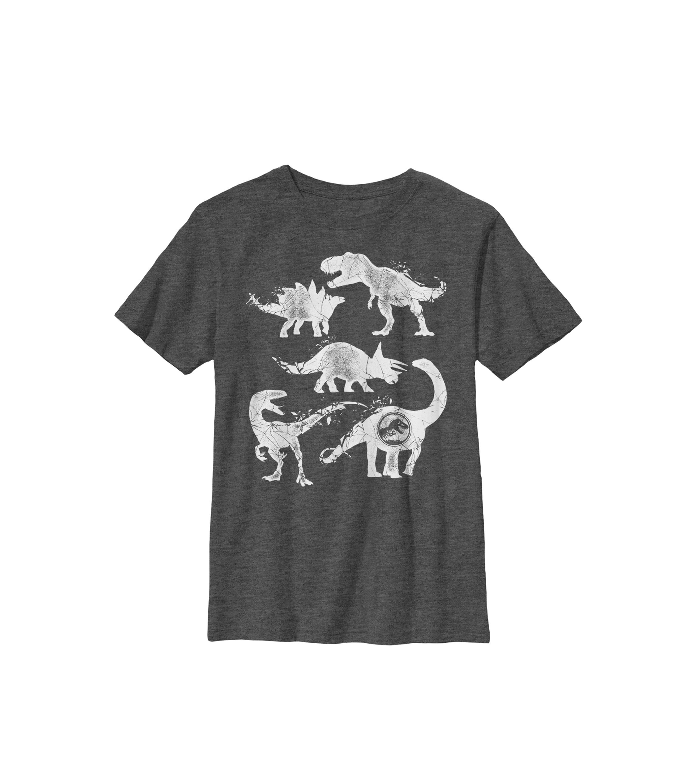 Two Dino Cracked Silhouettes Crew Graphic T-Shirt