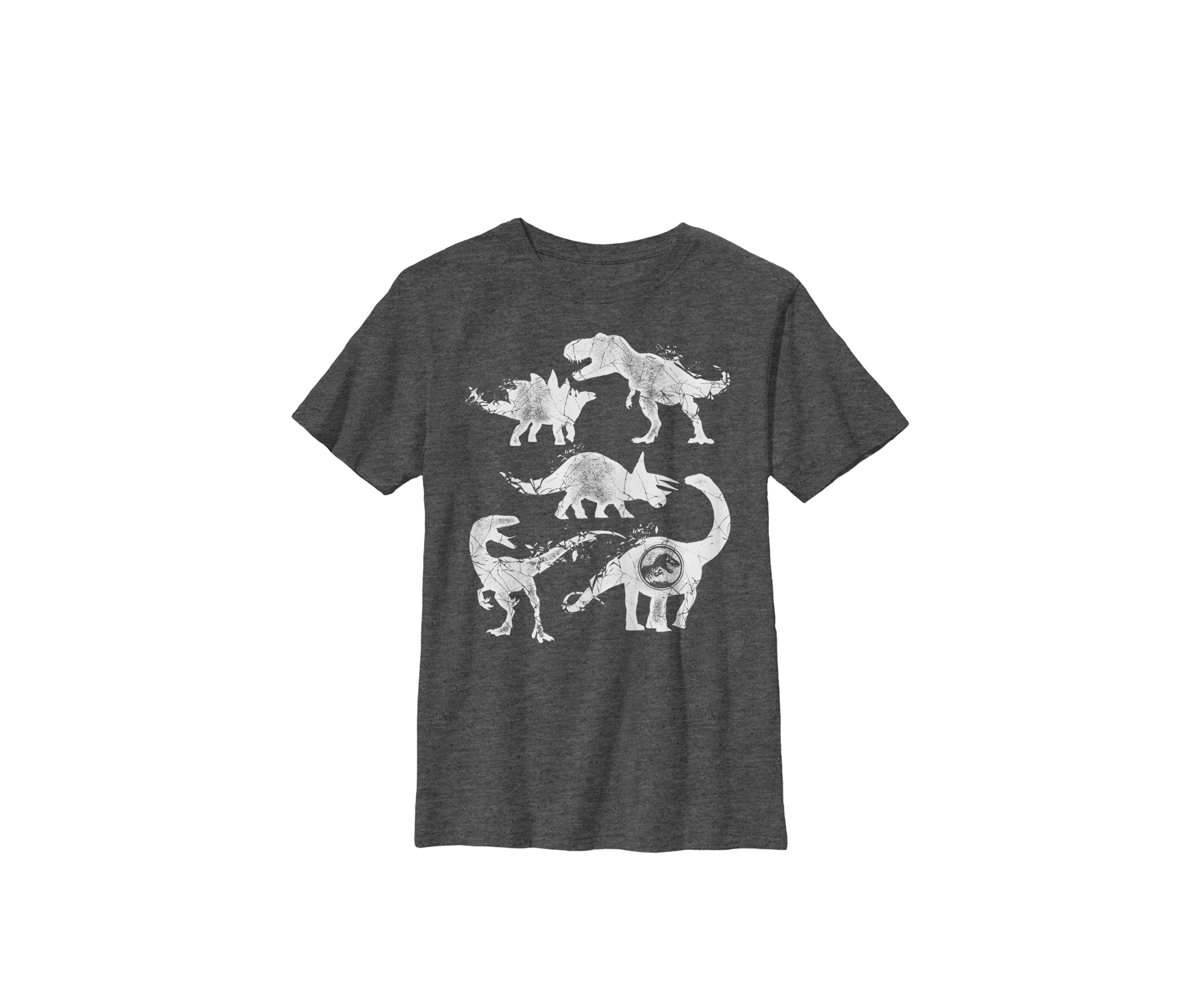 Two Dino Cracked Silhouettes Crew Graphic T-Shirt
