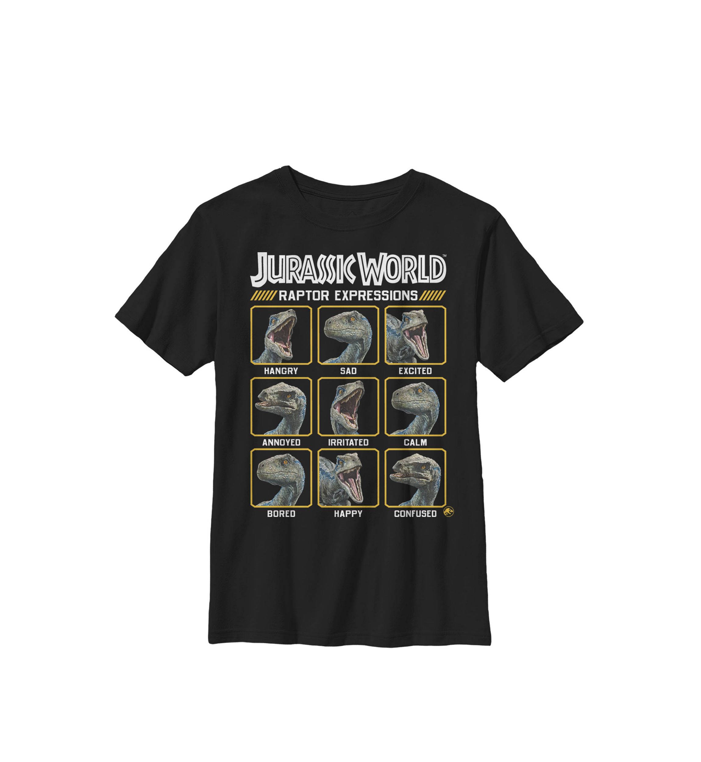 Two Blue Raptor Expressions Crew Graphic T-Shirt