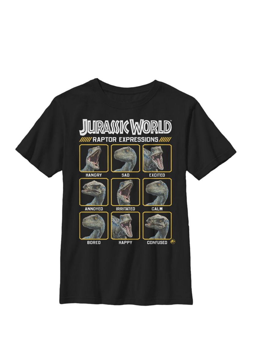 Two Blue Raptor Expressions Crew Graphic T-Shirt