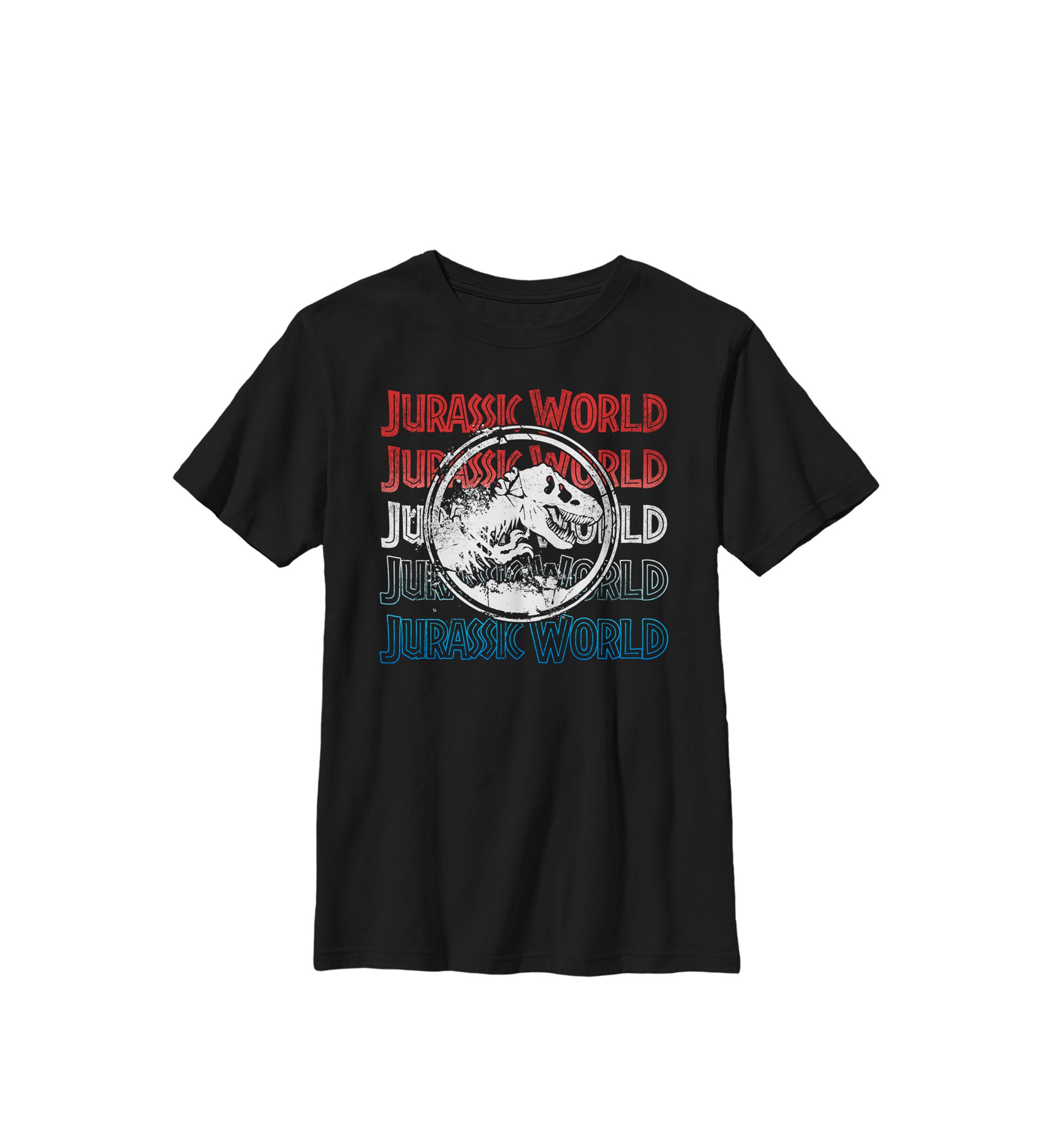 Two Red White And Blue Logo Repeat Crew Graphic T-Shirt