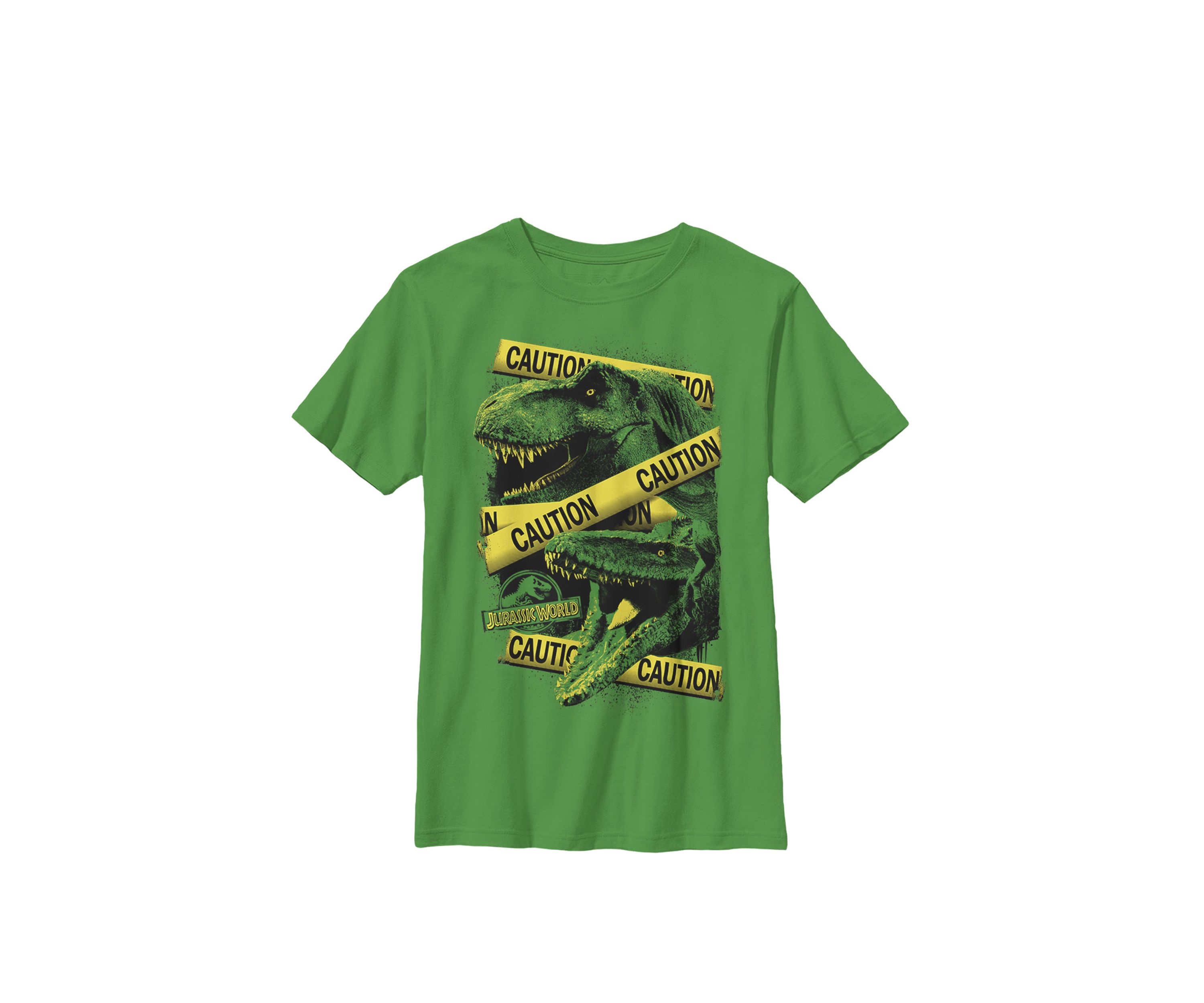 Two Dinosaur Caution Splatter Crew Graphic T-Shirt