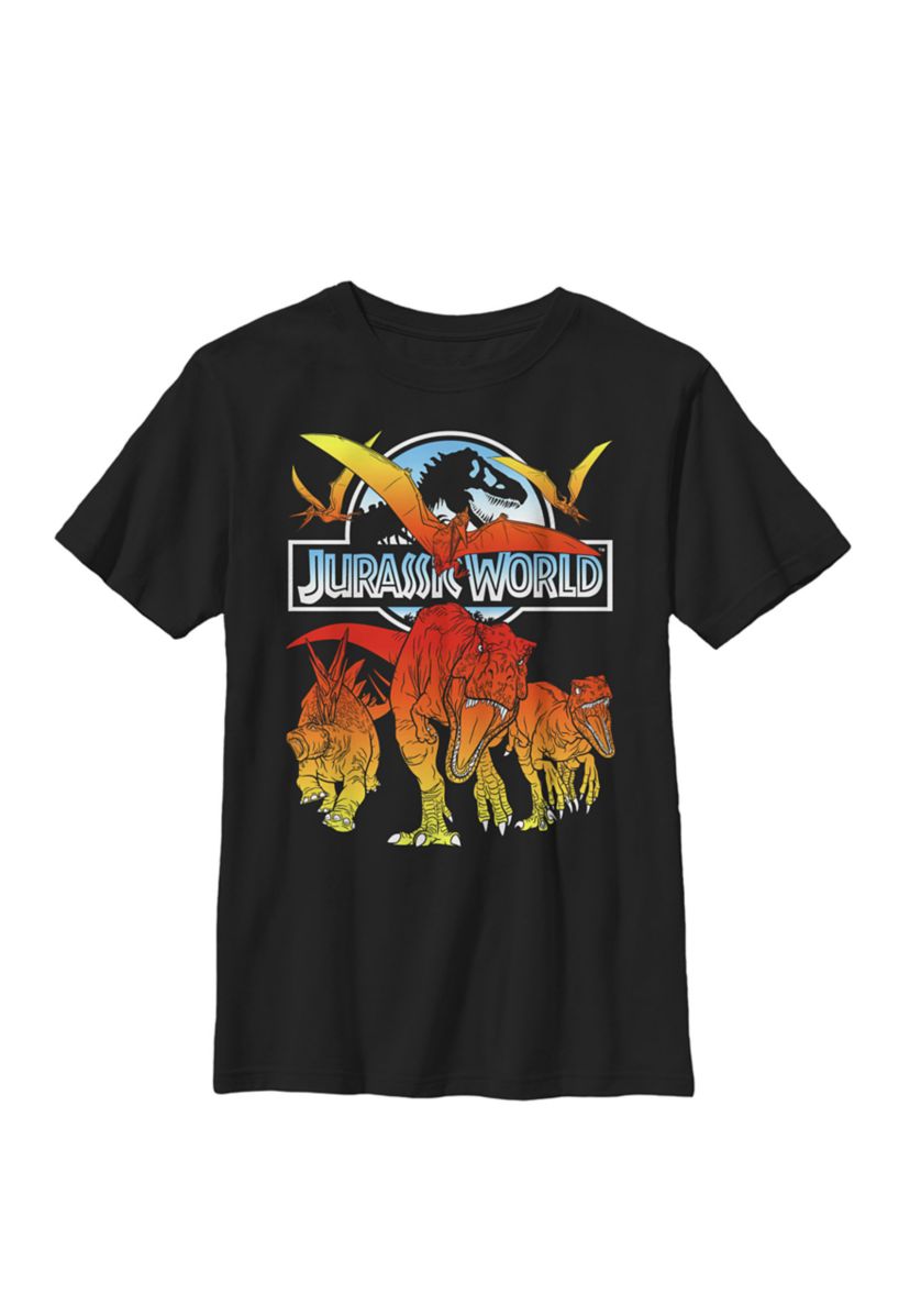 Two Dino Charging Comic Pop Crew Graphic T-Shirt