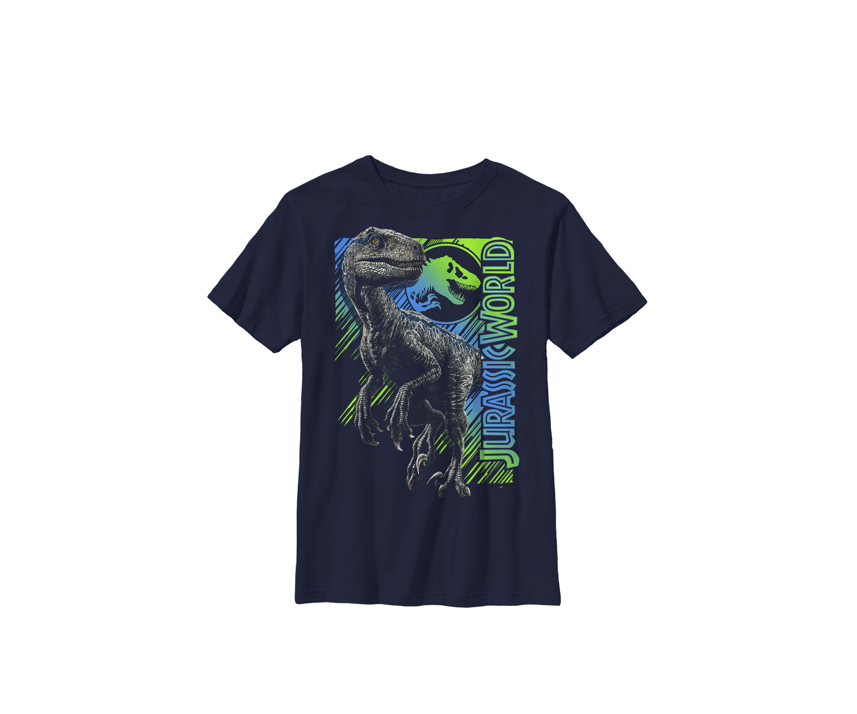 Jurassic World Blue Neon Portrait Crew Graphic T-Shirt