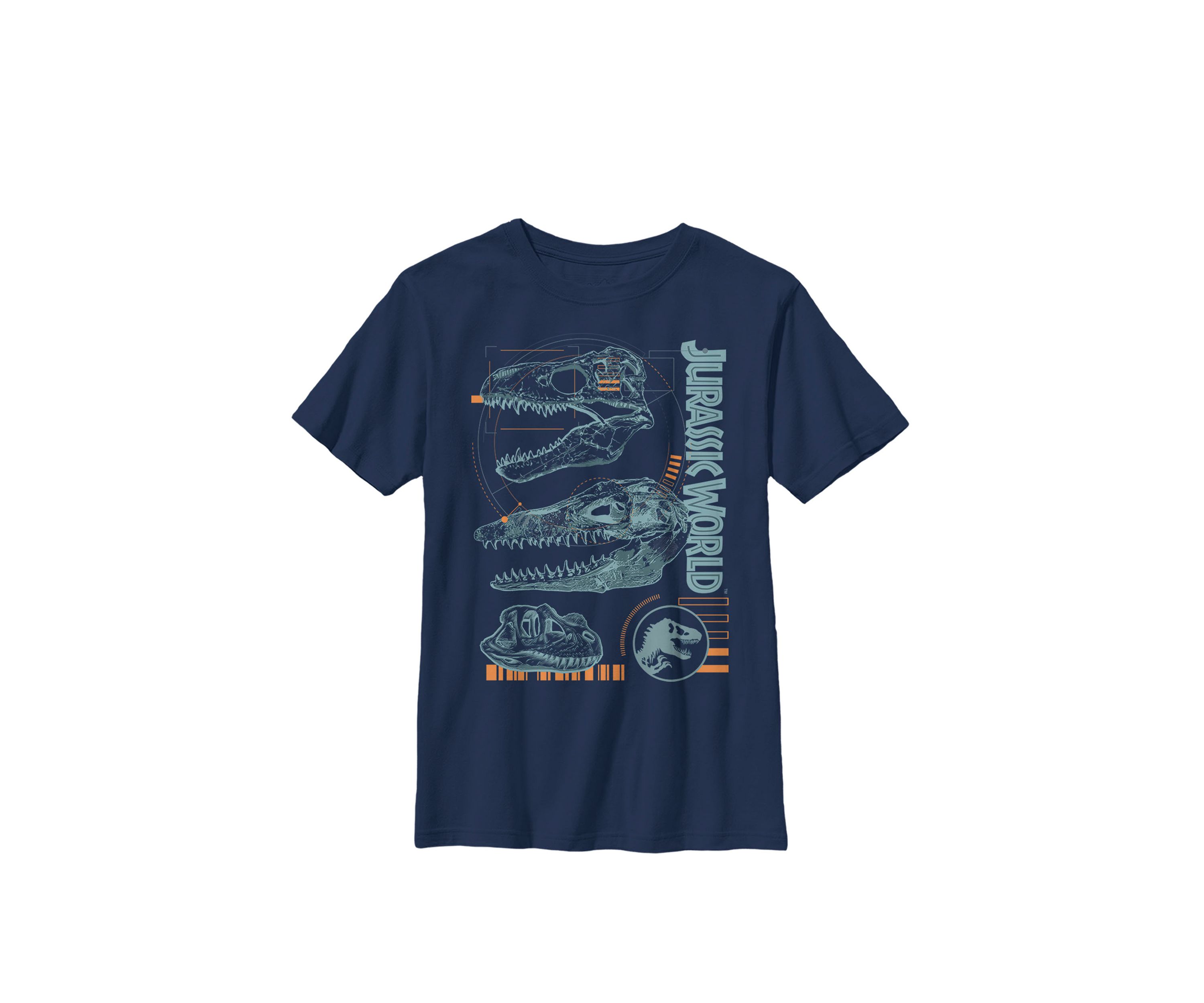  Two Dinosaur Skull Schematic Crew Graphic T-Shirt