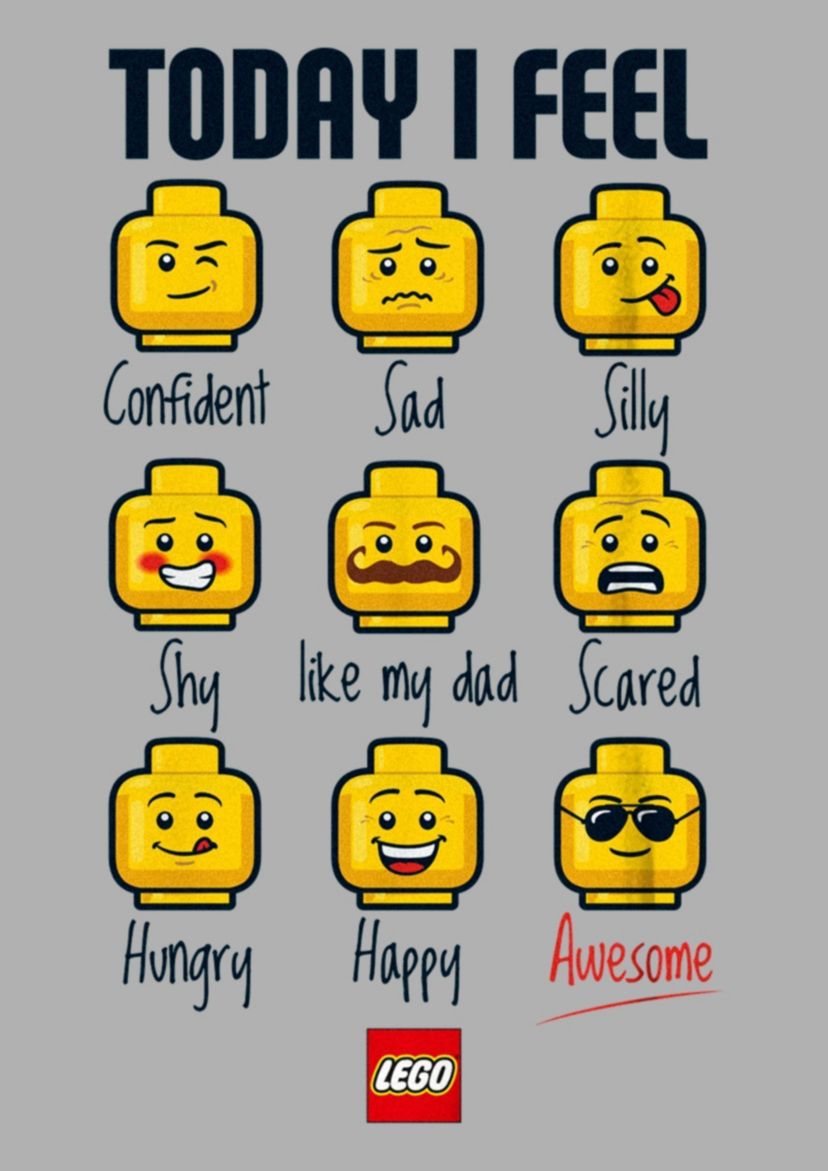 Expressions Of Lego Guy Graphic T-Shirt