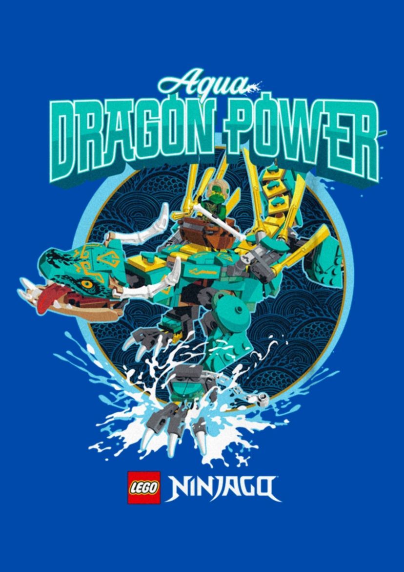 Aqua Dragon Power Graphic T-Shirt