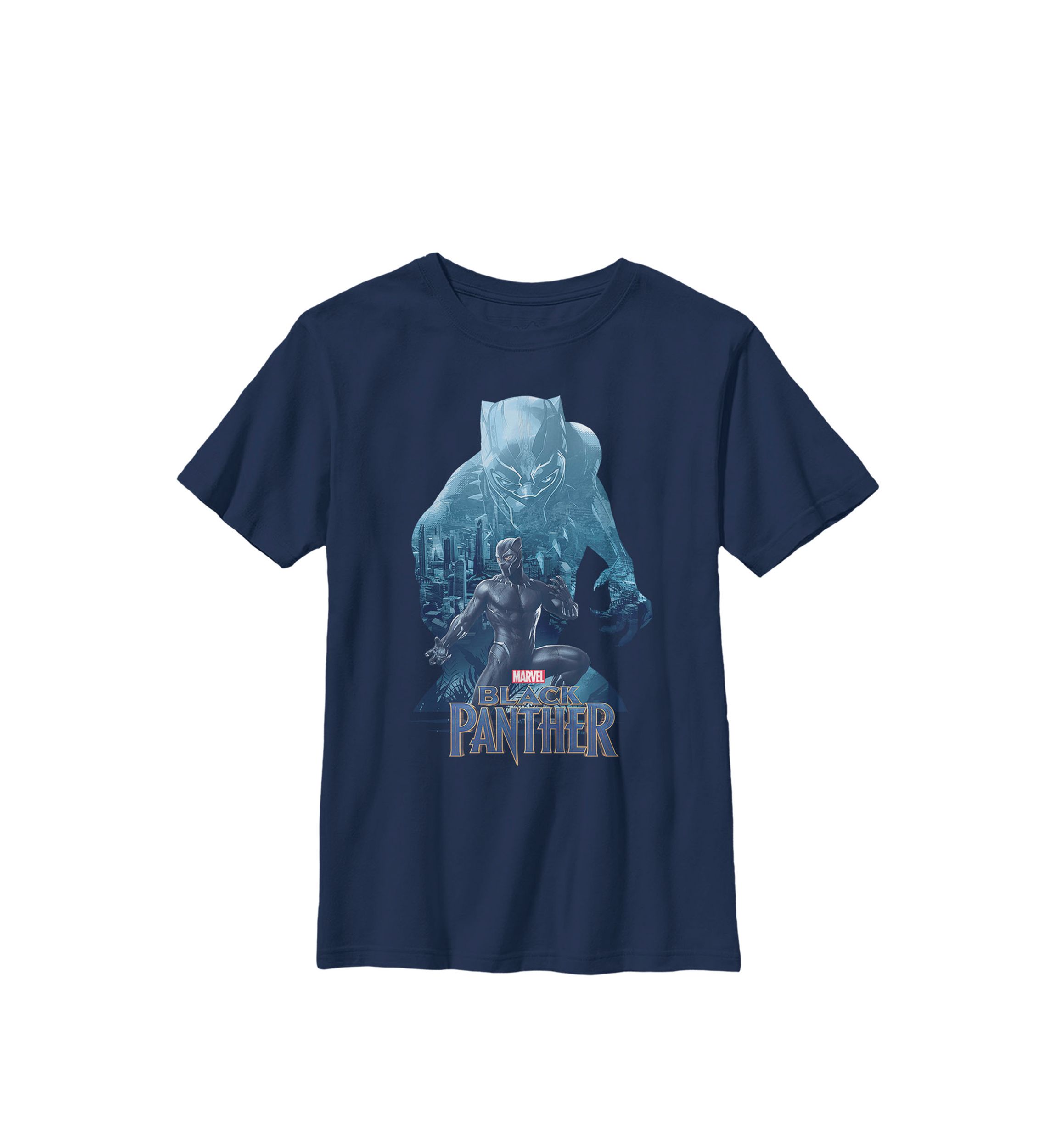  Black Panther Movie Wakanda City Silhouette Crew Graphic T-Shirt