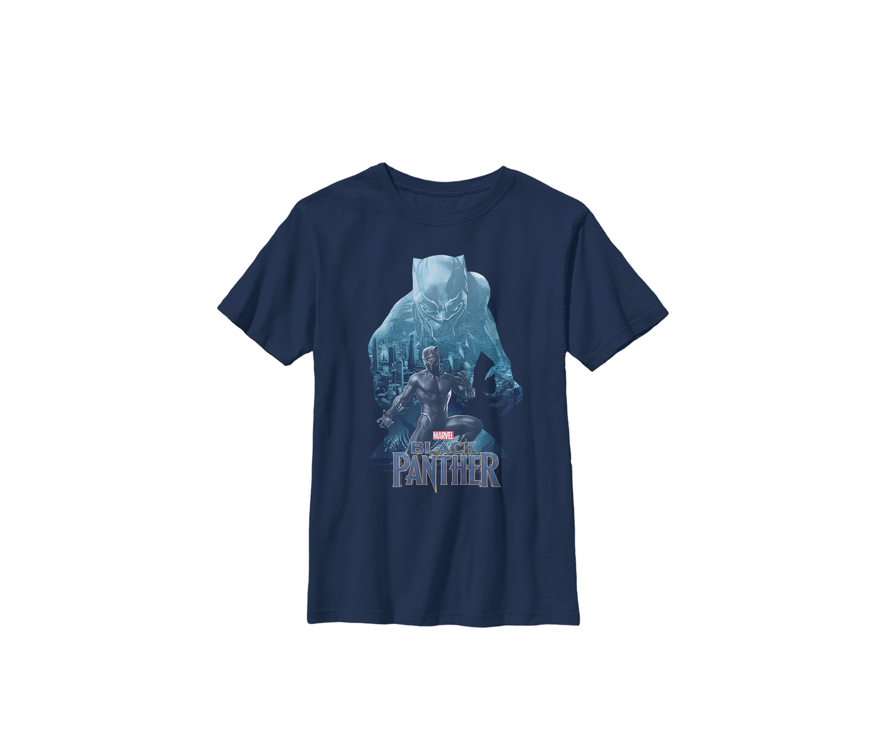  Black Panther Movie Wakanda City Silhouette Crew Graphic T-Shirt