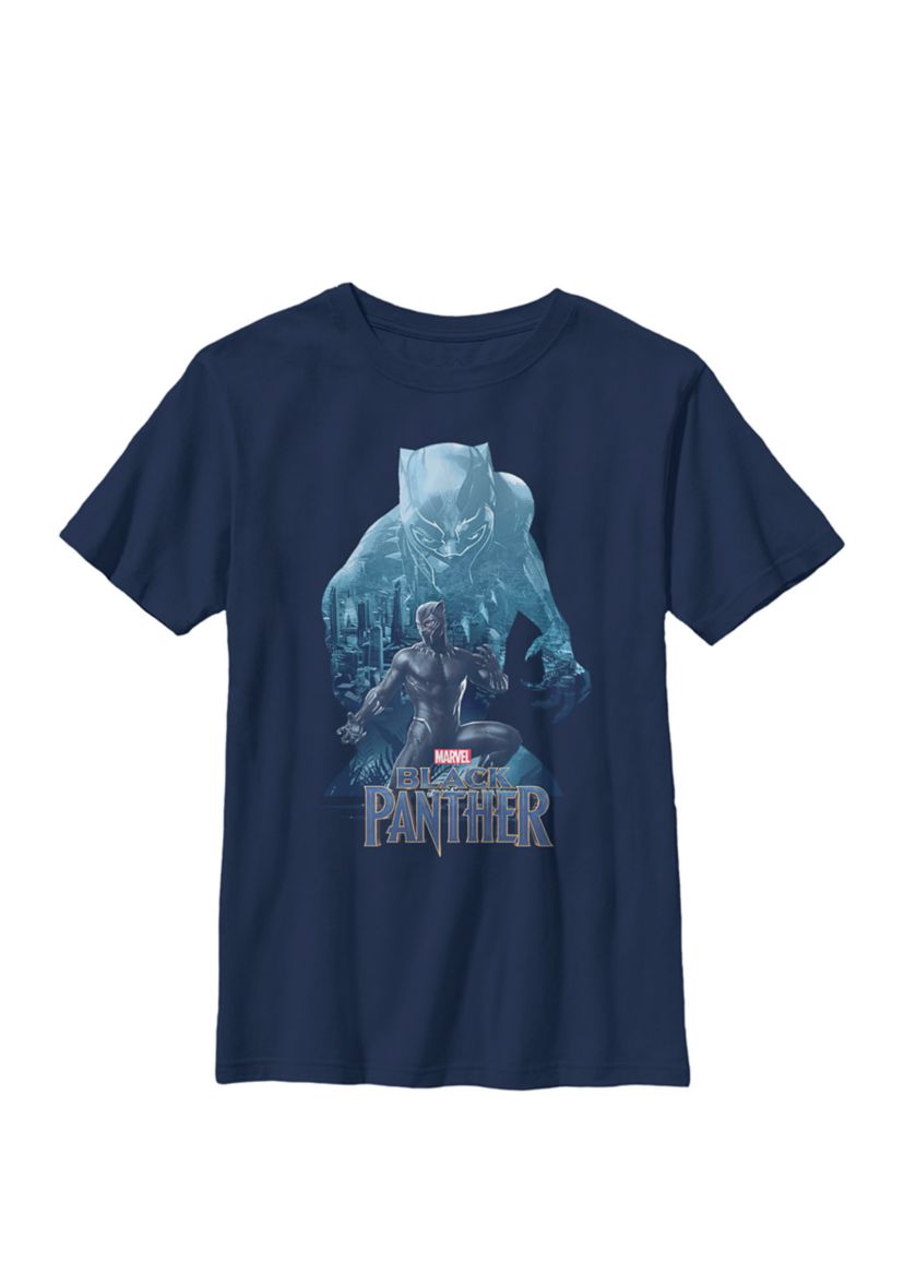  Black Panther Movie Wakanda City Silhouette Crew Graphic T-Shirt