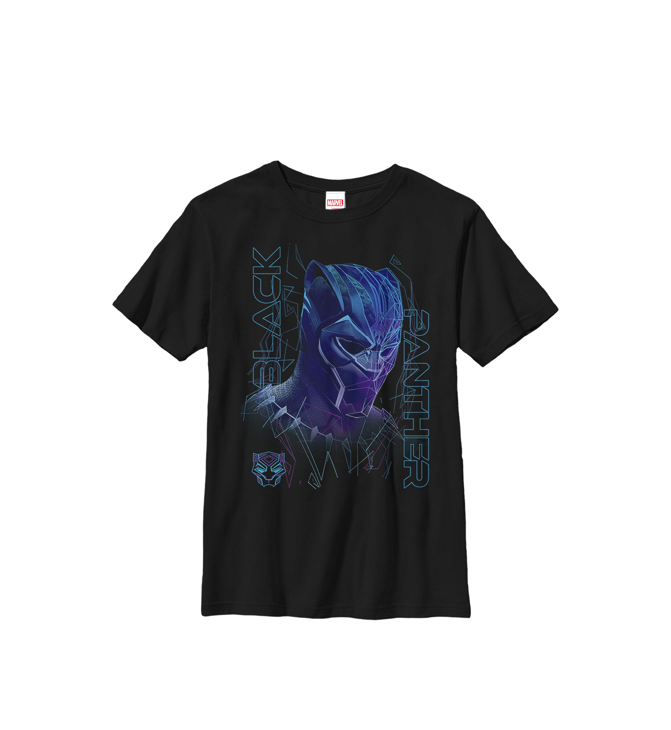 Black Panther Movie Geo Tech Purple Portrait Crew Graphic T-Shirt