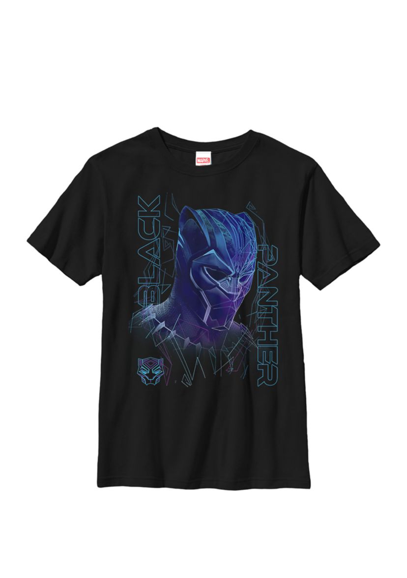 Black Panther Movie Geo Tech Purple Portrait Crew Graphic T-Shirt