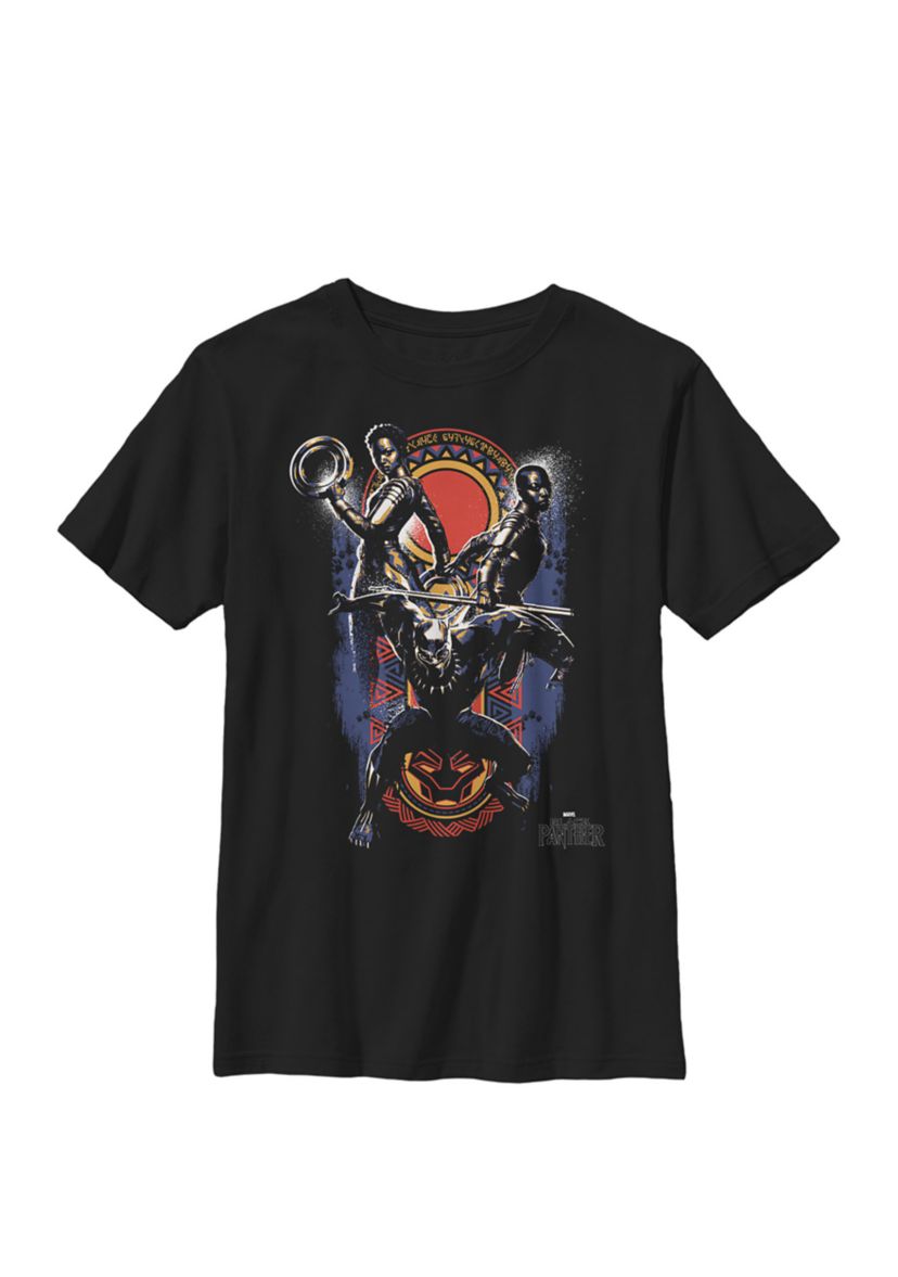 Black Panther Movie Warrior Trio Crew Graphic T-Shirt