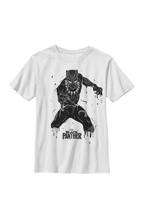 Black Panther Movie Paint Drip Claws Crew Graphic T-Shirt