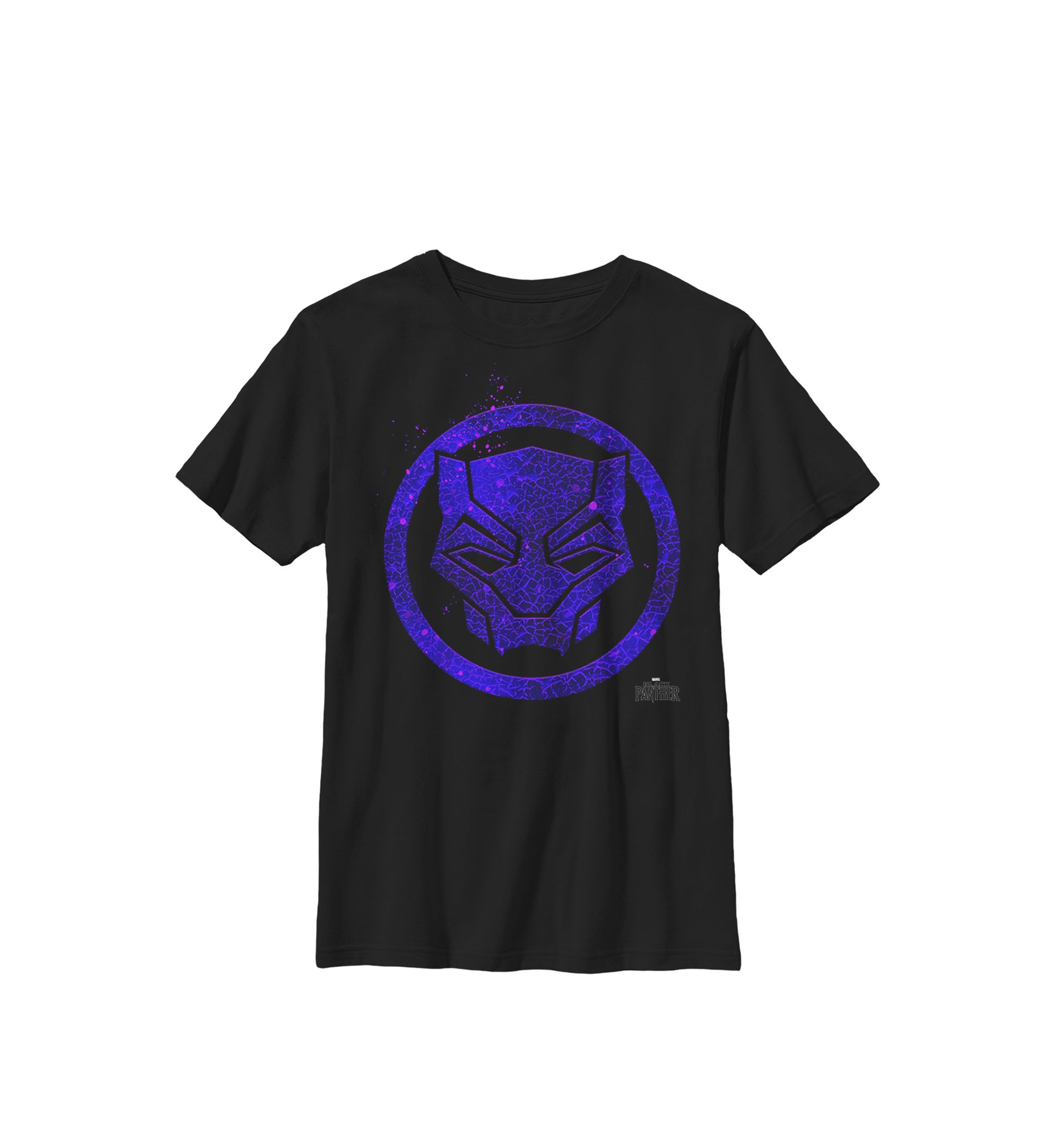  Black Panther Movie Purple Splatter Icon Crew Graphic T-Shirt