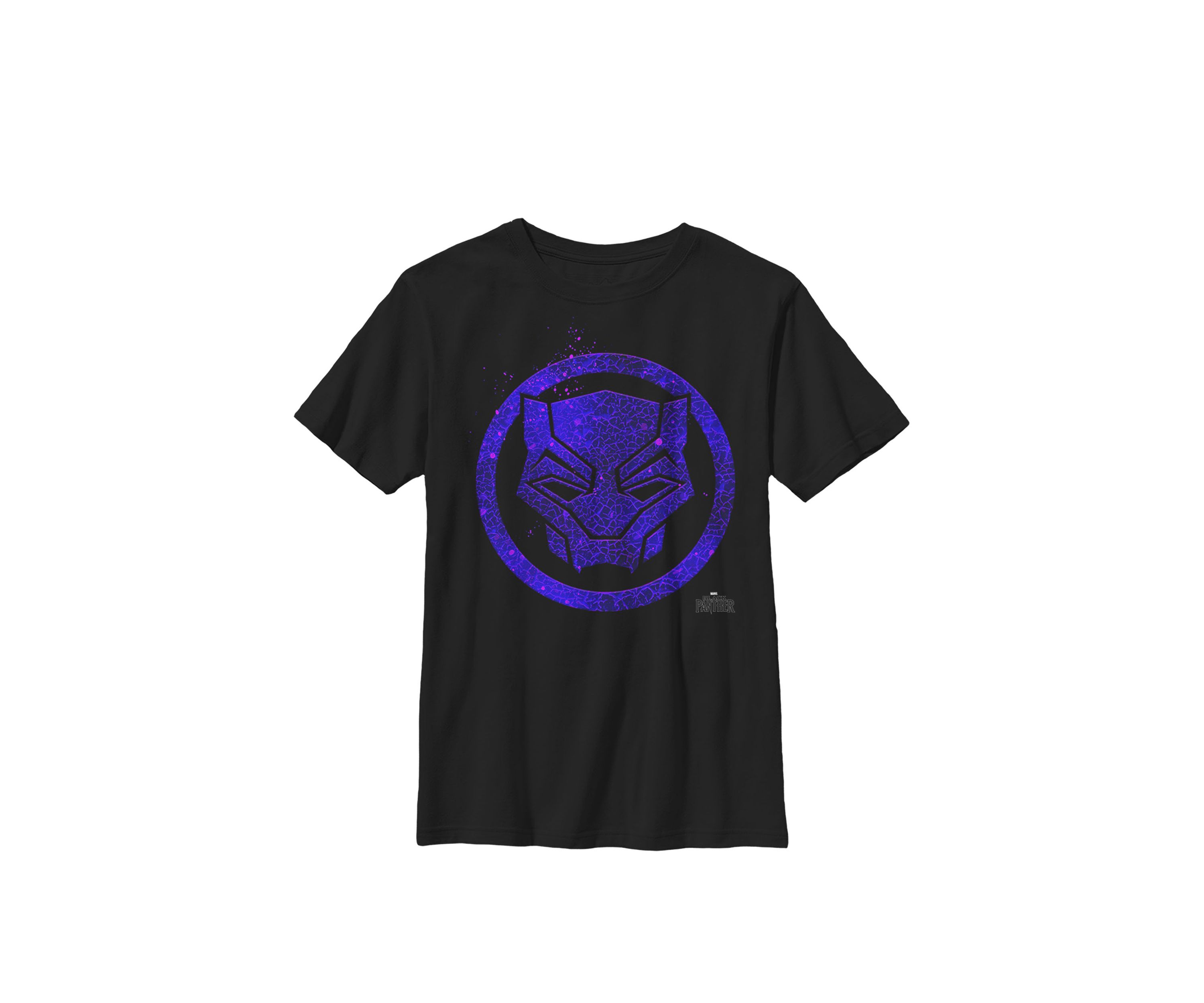  Black Panther Movie Purple Splatter Icon Crew Graphic T-Shirt