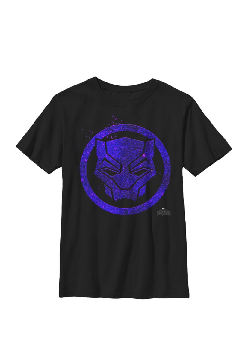  Black Panther Movie Purple Splatter Icon Crew Graphic T-Shirt