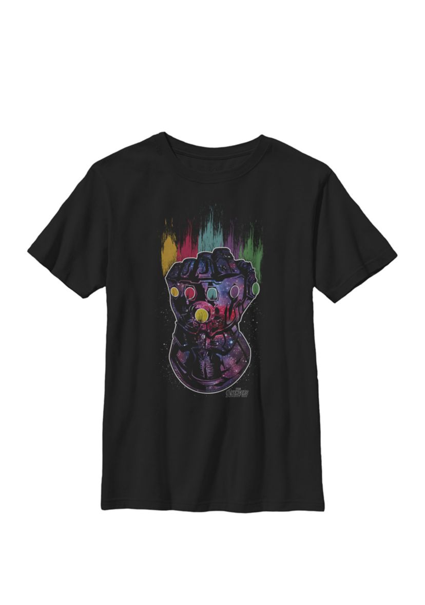  Infinity War Galaxy Paint Gauntlet Crew Graphic T-Shirt