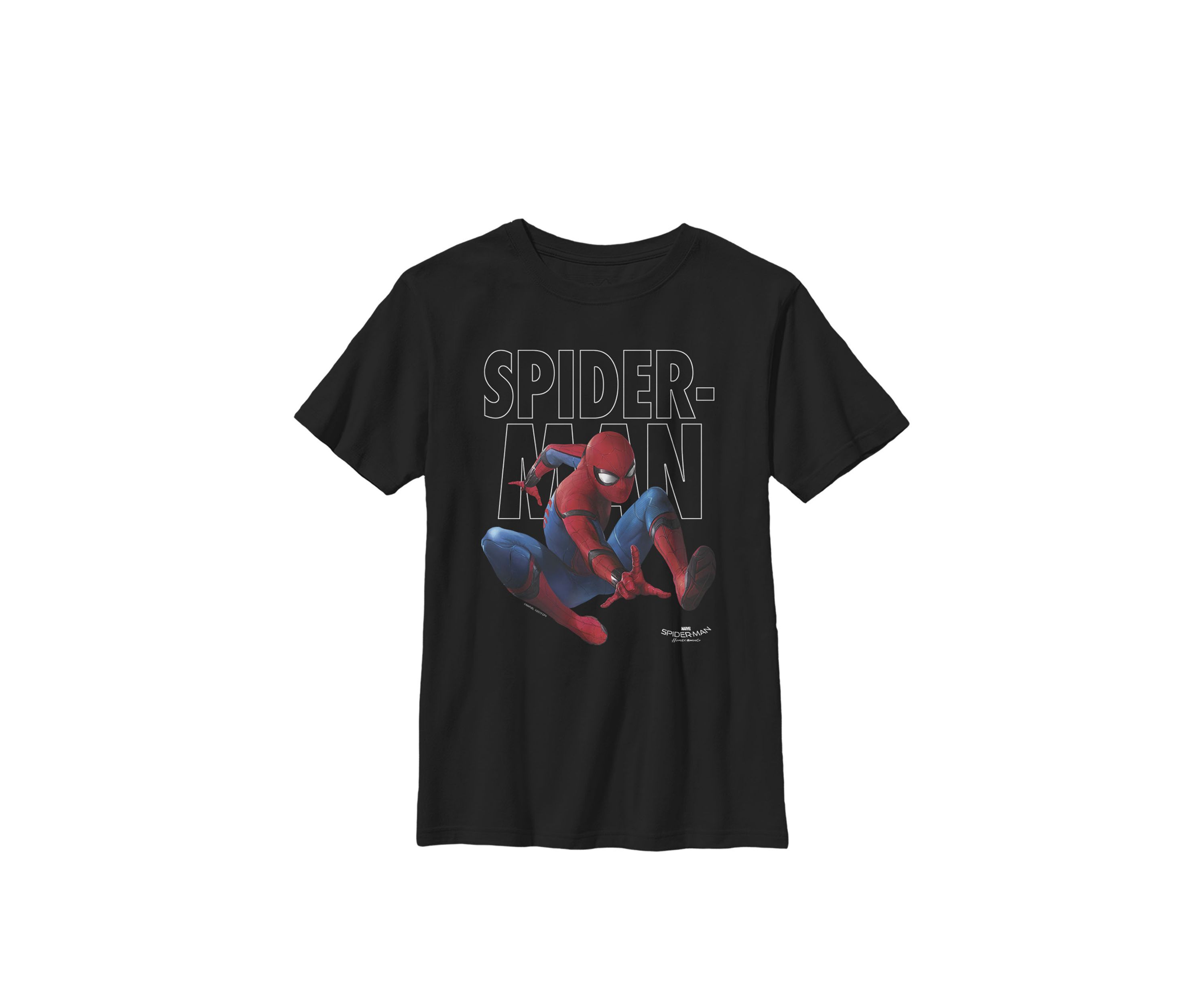  Spider-Man Homecoming Outlined Epic Jump Pose Crew Graphic T-Shirt