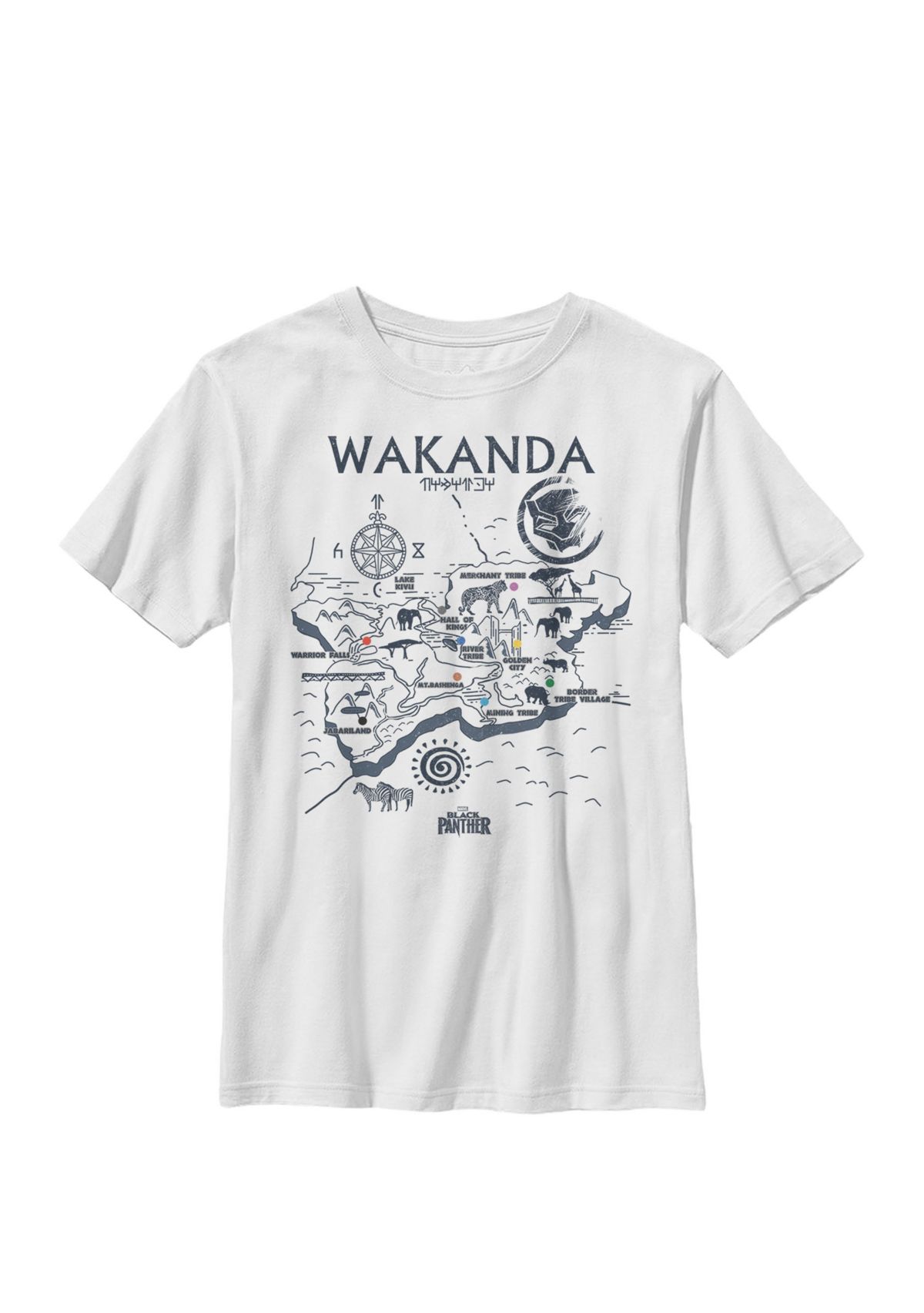 Black Panther Kingdom of Wakanda Map Crew Graphic T-Shirt