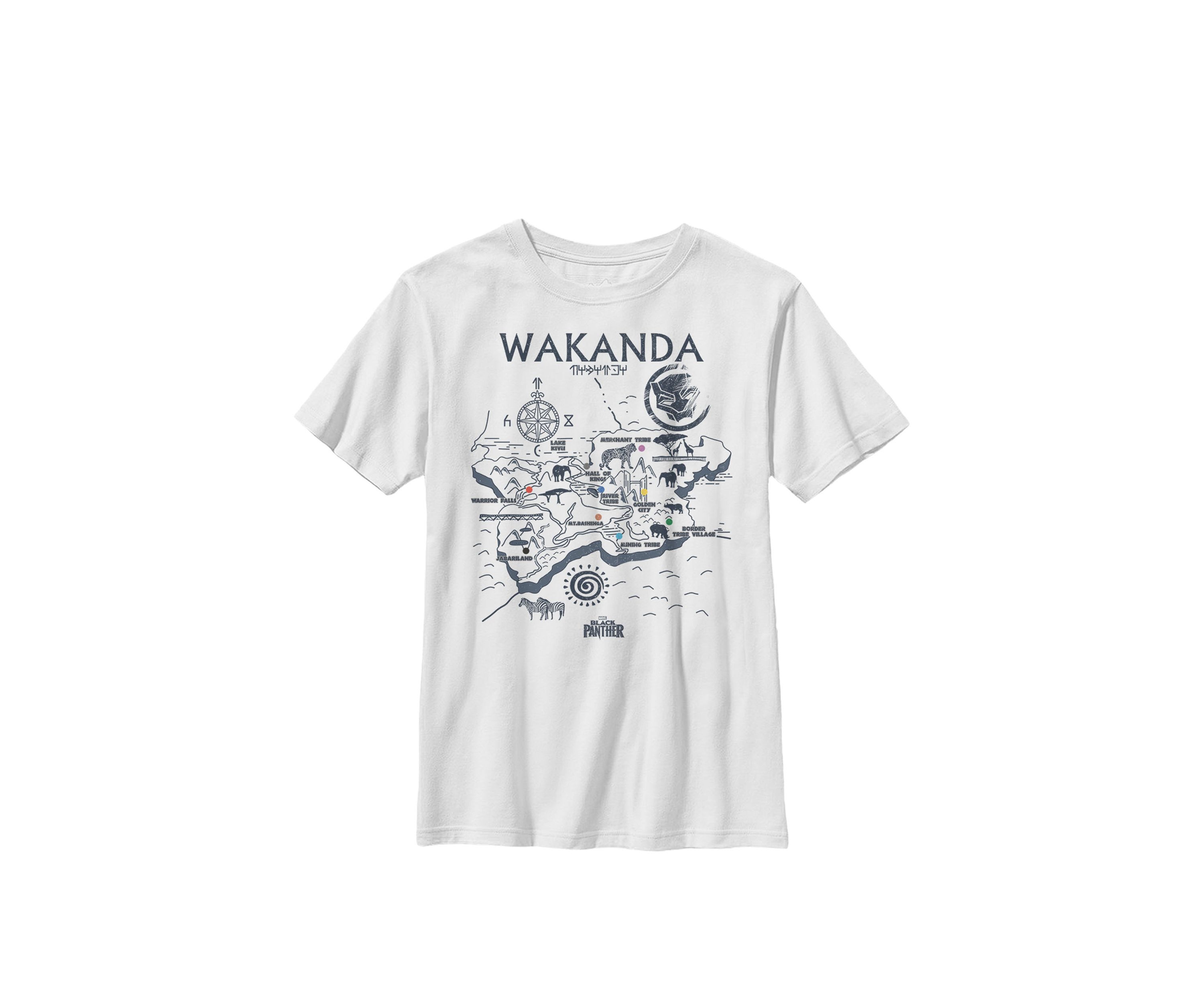 Black Panther Kingdom of Wakanda Map Crew Graphic T-Shirt