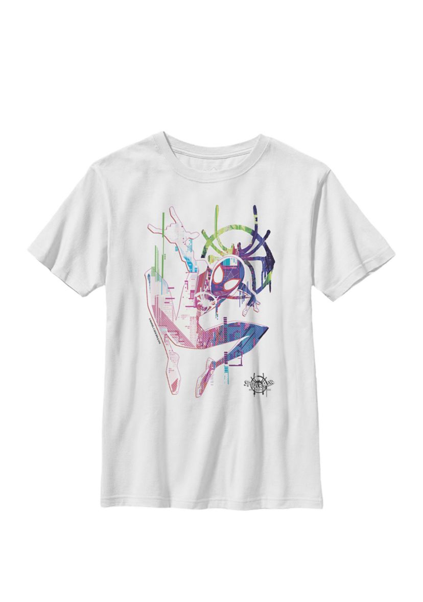 Spiderverse Watercolor Spidey Pose Crew Graphic T-Shirt